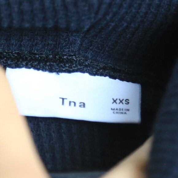 Aritzia Tna Thermal Cowl Neck Black Waffle Knit Long-sleeve Shirt Size XXS - Picture 4 of 9